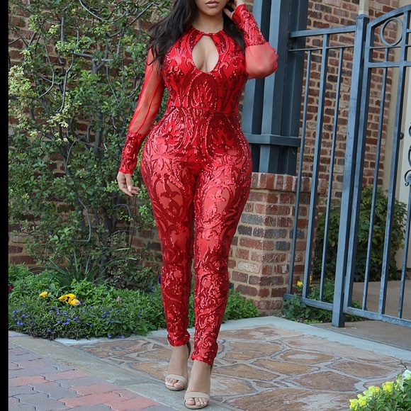 red glitter bodysuit